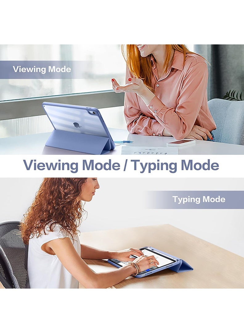 Theodor Case for iPad (A16) 11th 11 inch 2025 Gen iPad 11 Case/Case For iPad 10th Gen Case 2022 iPad 10 Case with Pencil Holder 8 Mutil Angles Folding Auto Wake/Sleep Transparent Shell Back with Pencil Holder Smart Cover for 11" iPad 11th 2025/10.9"iPad 10th Gen 2022- Purple - Image 5